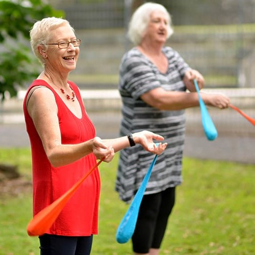 older adults Poi spinning